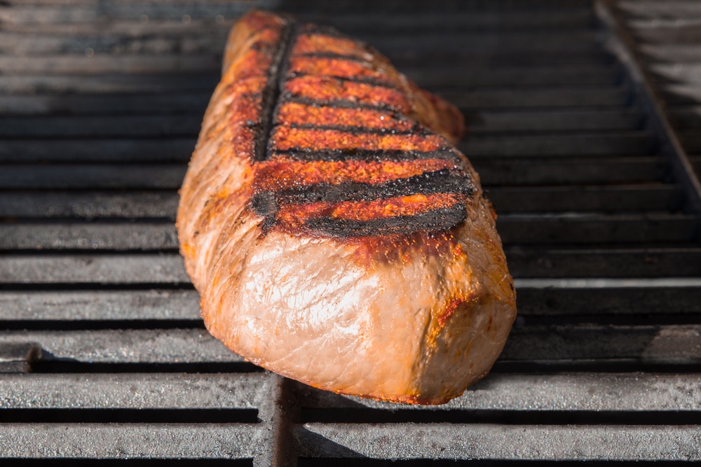 London Broil Cut Of Beef Steak On Barbecue Grill Cooking