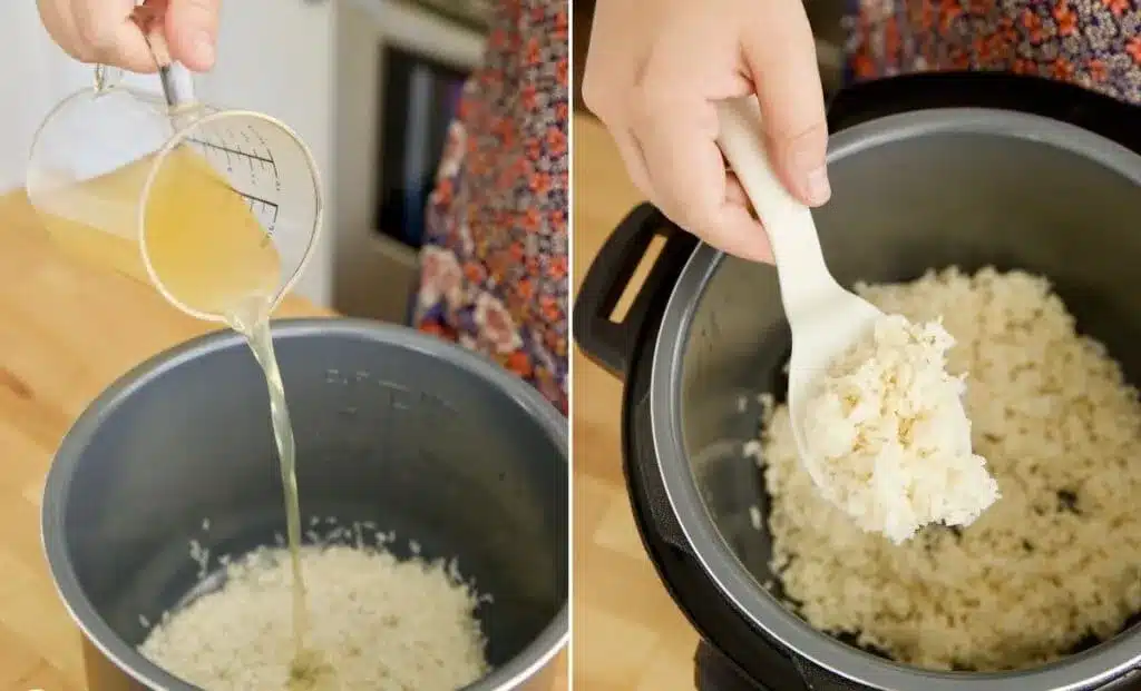 cooking rice in chicken broth