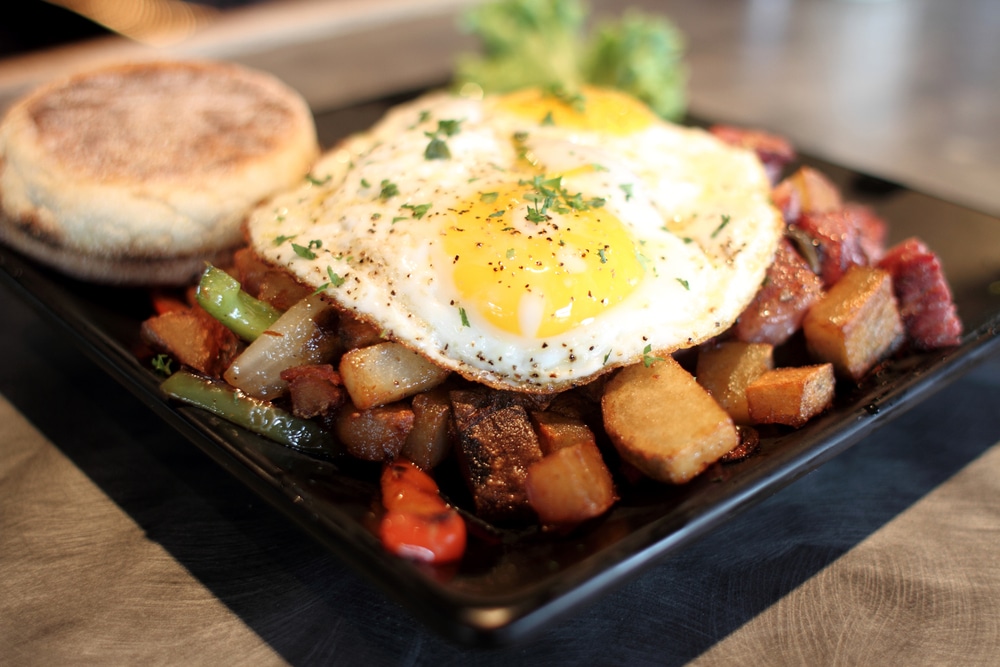 Corned Beef Hash With Eggs Sunnyside Up