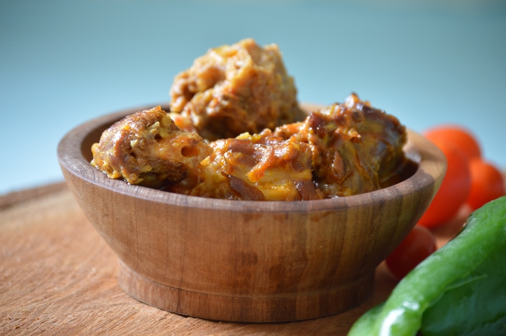 Delicious Cooked Turkey Neck Served In The Wooden Pot On