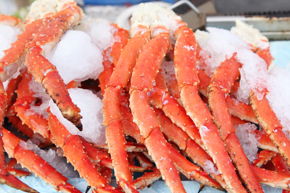 Fresh Crab Legs At A Seafood Market