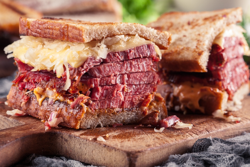 Reuben Sandwich With Corned Beef Cheese And Sauerkraut Classic New