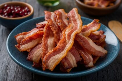 Turkey Bacon: Crispy Turkey Bacon With A Golden brown Finish Arranged