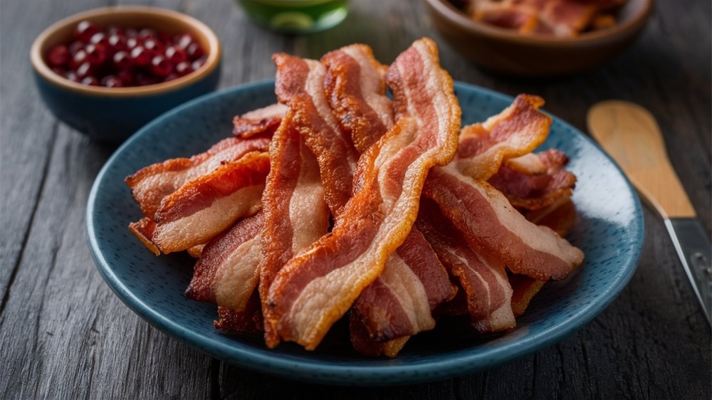 Turkey Bacon: Crispy Turkey Bacon With A Golden brown Finish Arranged