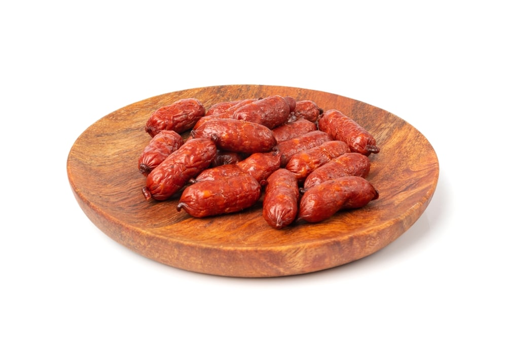 Mini Sausages Isolated Dry Smoked Salami Sticks