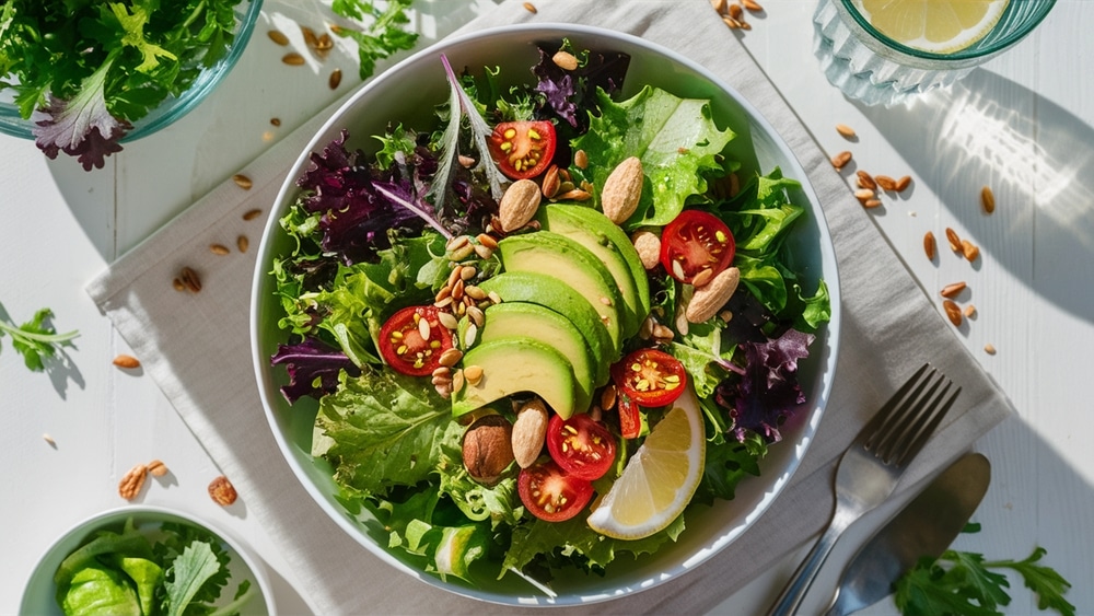 A view of a tomato and avocado salad