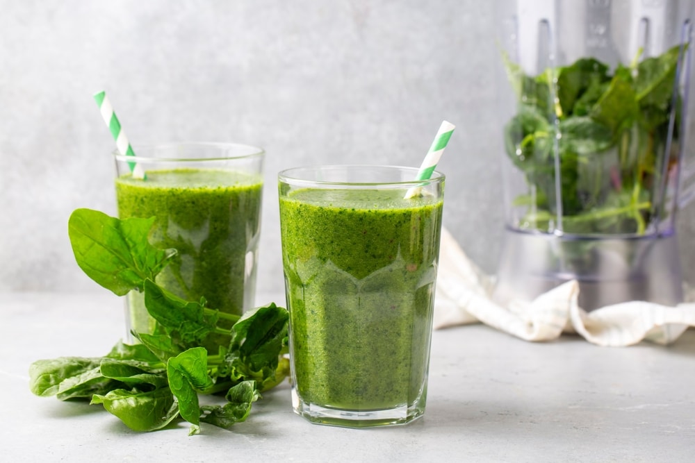 A view of two glasses of alkaline smoothies